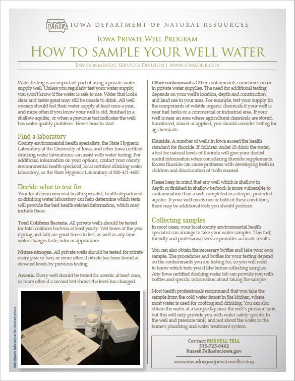 How to Sample Your Well Water Fact Sheet